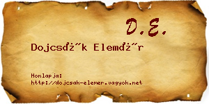 Dojcsák Elemér névjegykártya